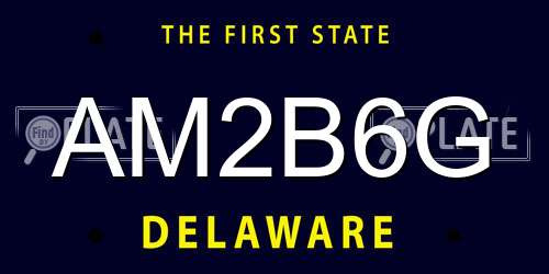 AM2B6G Delaware License Plate