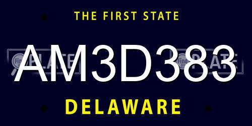 AM3D383 Delaware License Plate