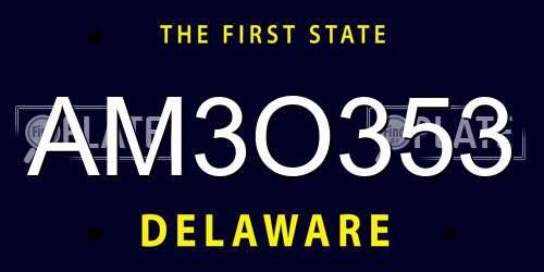 AM3O353 Delaware License Plate