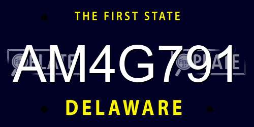 AM4G791 Delaware License Plate