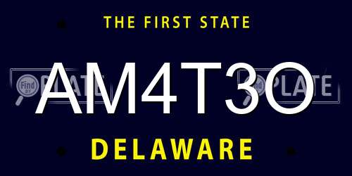 AM4T3O Delaware License Plate
