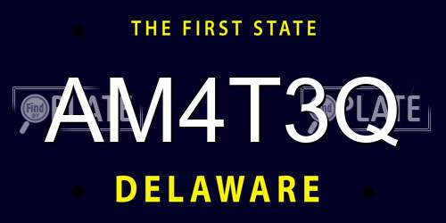 AM4T3Q Delaware License Plate