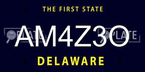 AM4Z3O Delaware License Plate
