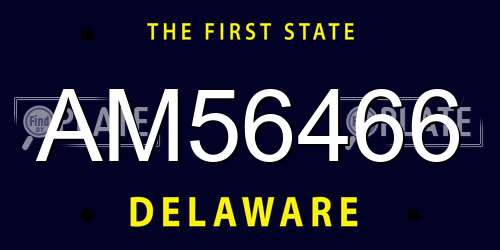 AM56466 Delaware License Plate