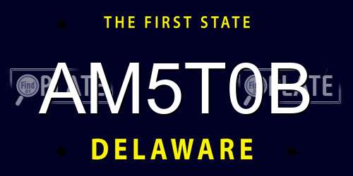 AM5T0B Delaware License Plate