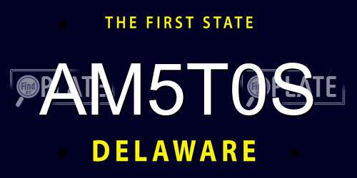 AM5T0S Delaware License Plate