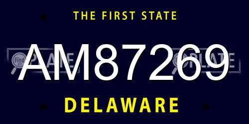 AM87269 Delaware License Plate