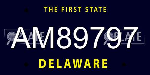 AM89797 Delaware License Plate