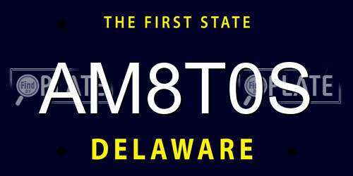 AM8T0S Delaware License Plate