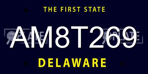 AM8T269 Delaware License Plate