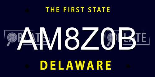 AM8Z0B Delaware License Plate