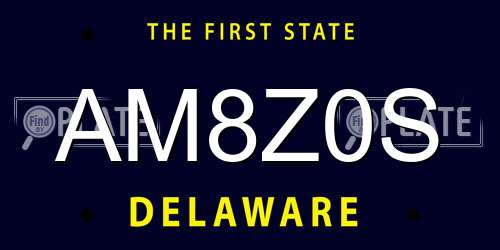 AM8Z0S Delaware License Plate