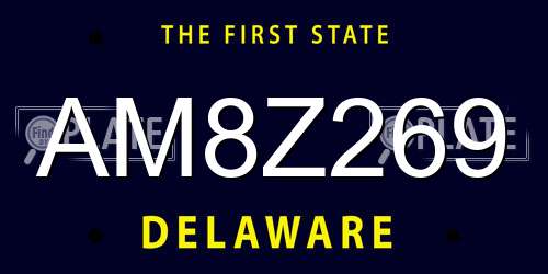 AM8Z269 Delaware License Plate