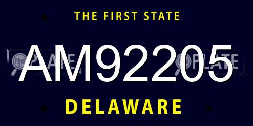 AM92205 Delaware License Plate