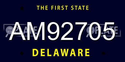 AM92705 Delaware License Plate