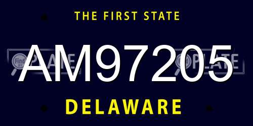 AM97205 Delaware License Plate