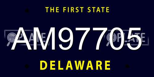 AM97705 Delaware License Plate