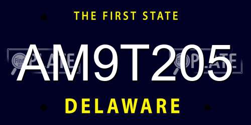 AM9T205 Delaware License Plate