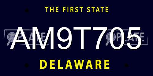 AM9T705 Delaware License Plate