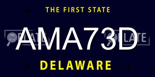 AMA73D Delaware License Plate