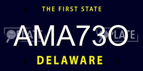 AMA73O Delaware License Plate