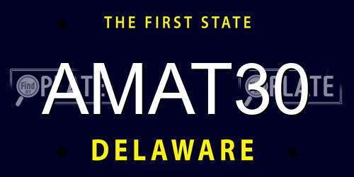 AMAT30 Delaware License Plate
