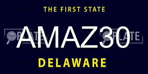 AMAZ30 Delaware License Plate