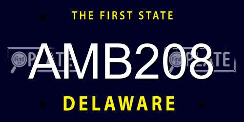 AMB208 Delaware License Plate