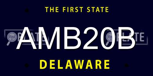 AMB20B Delaware License Plate