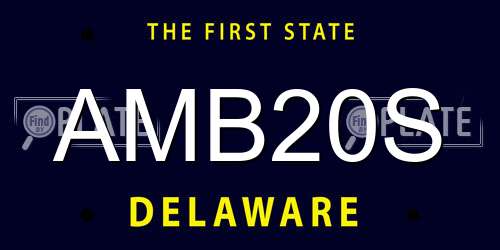 AMB20S Delaware License Plate