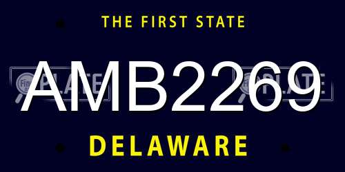 AMB2269 Delaware License Plate