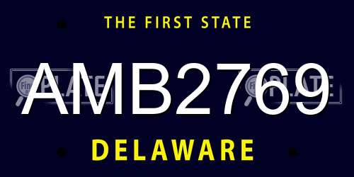 AMB2769 Delaware License Plate