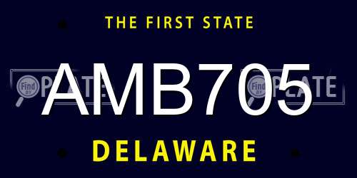 AMB705 Delaware License Plate