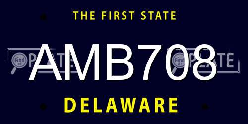 AMB708 Delaware License Plate