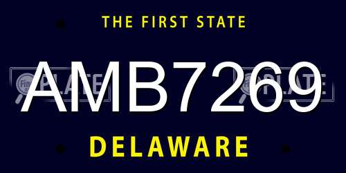 AMB7269 Delaware License Plate