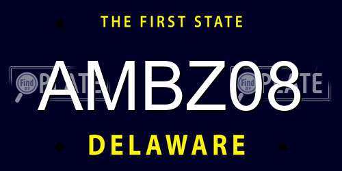 AMBZ08 Delaware License Plate