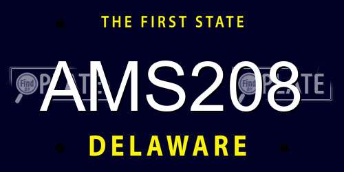 AMS208 Delaware License Plate
