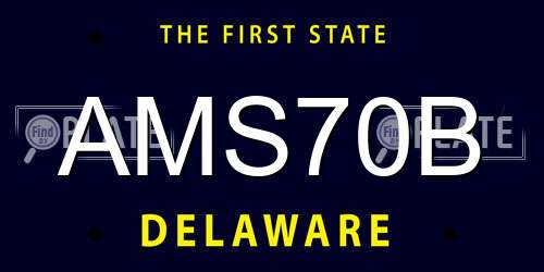 AMS70B Delaware License Plate
