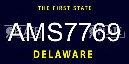 AMS7769 Delaware License Plate