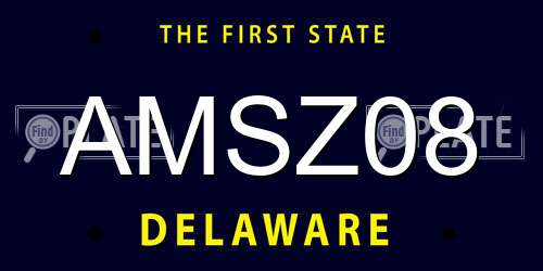 AMSZ08 Delaware License Plate