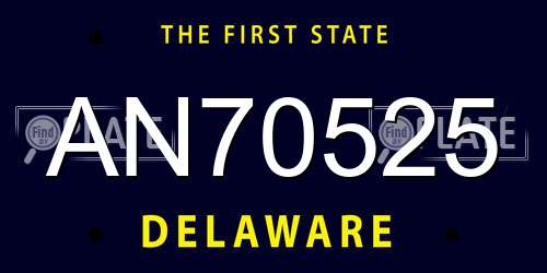 AN70525 Delaware License Plate