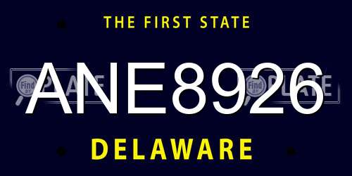 ANE8926 Delaware License Plate