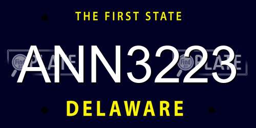 ANN3223 Delaware License Plate
