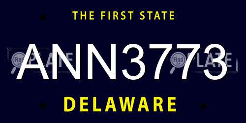 ANN3773 Delaware License Plate
