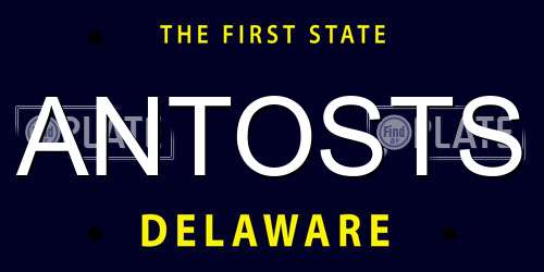 ANTOSTS Delaware License Plate
