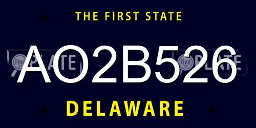 AO2B526 Delaware License Plate