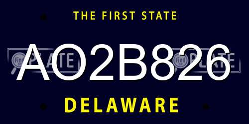 AO2B826 Delaware License Plate