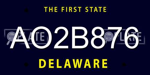 AO2B876 Delaware License Plate