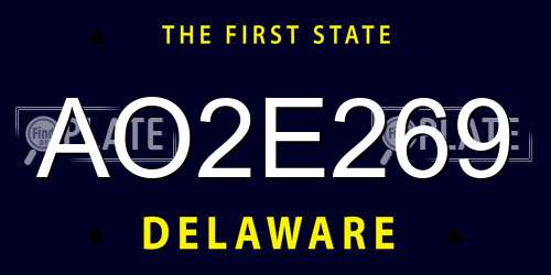 AO2E269 Delaware License Plate