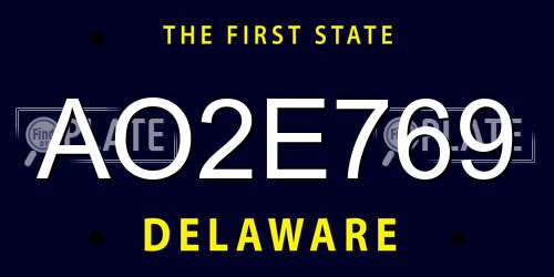 AO2E769 Delaware License Plate